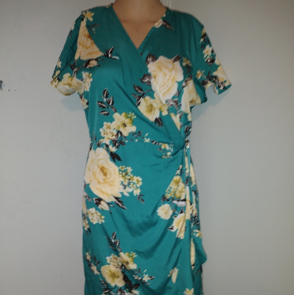 Teal floral dress